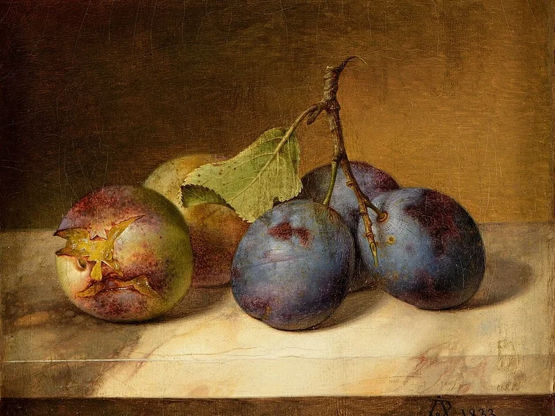 1803-Johann Wilhelm Preyer - Natura morta con frutti di Preda
